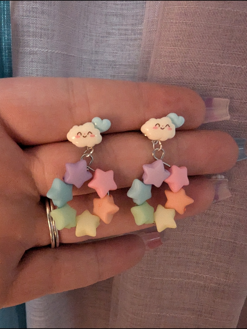 Cute Cloud & Pastel Star Earrings - Multicolor